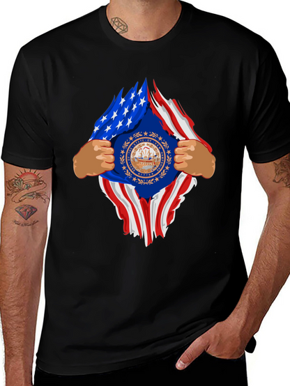 New Hampshire USA Flag Ripped T-Shirt
