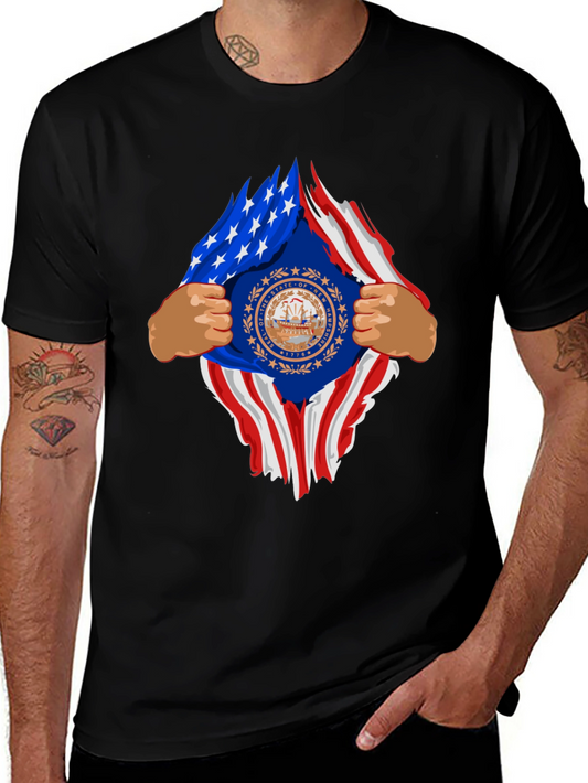 New Hampshire USA Flag Ripped T-Shirt