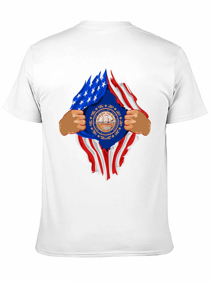 New Hampshire USA Flag Ripped T-Shirt