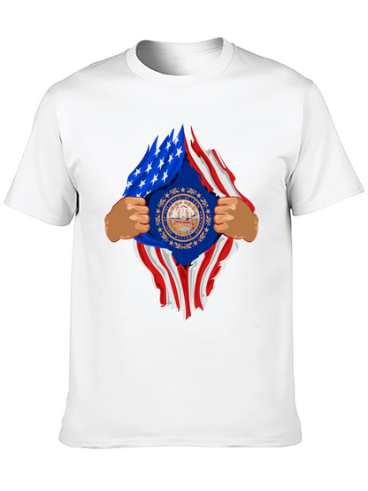 New Hampshire USA Flag Ripped T-Shirt