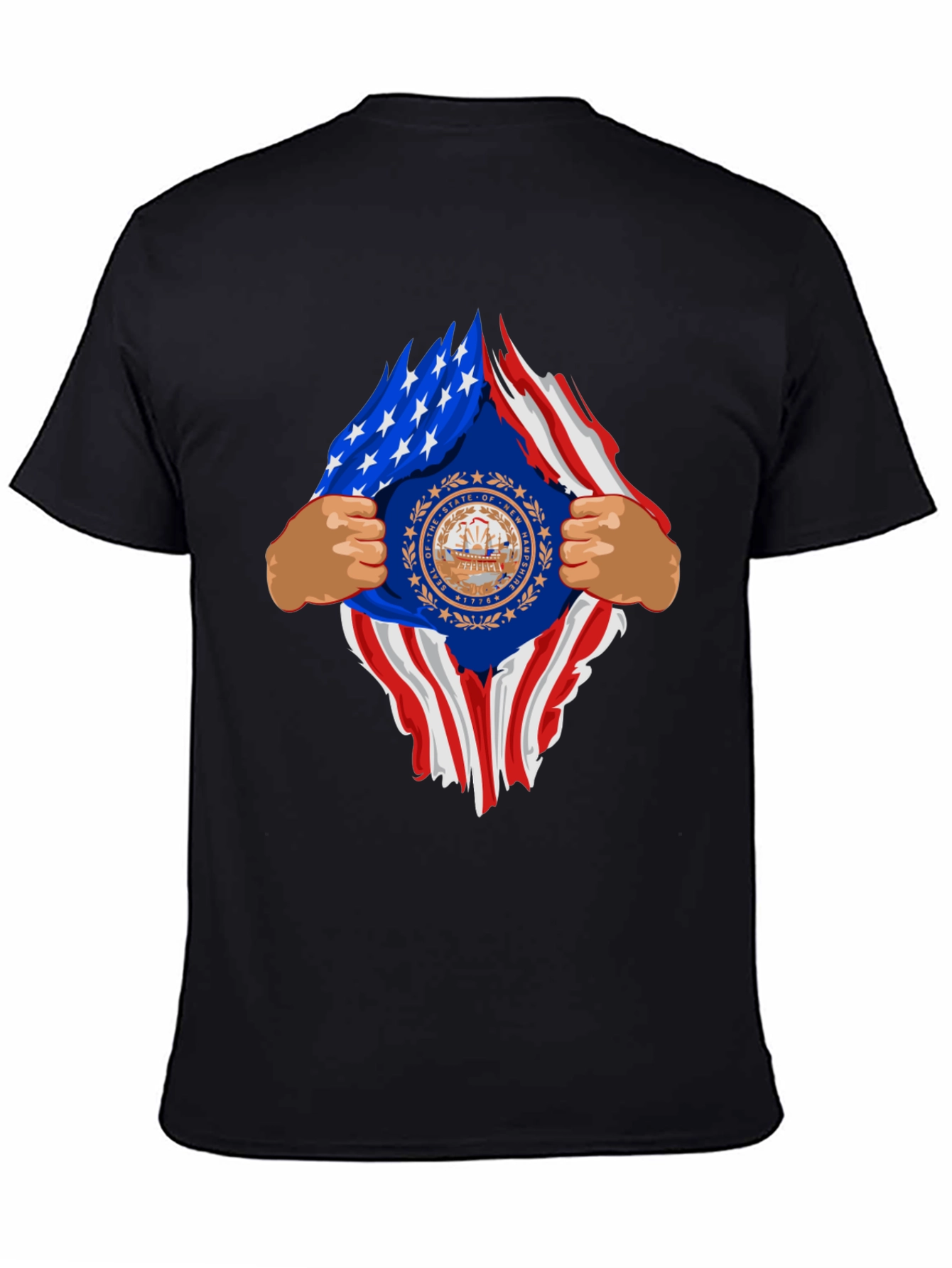 New Hampshire USA Flag Ripped T-Shirt
