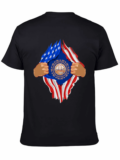 New Hampshire USA Flag Ripped T-Shirt