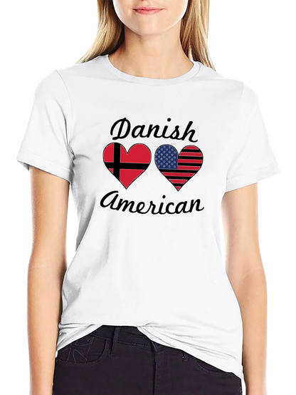 Danish American Flag Heart T-Shirt
