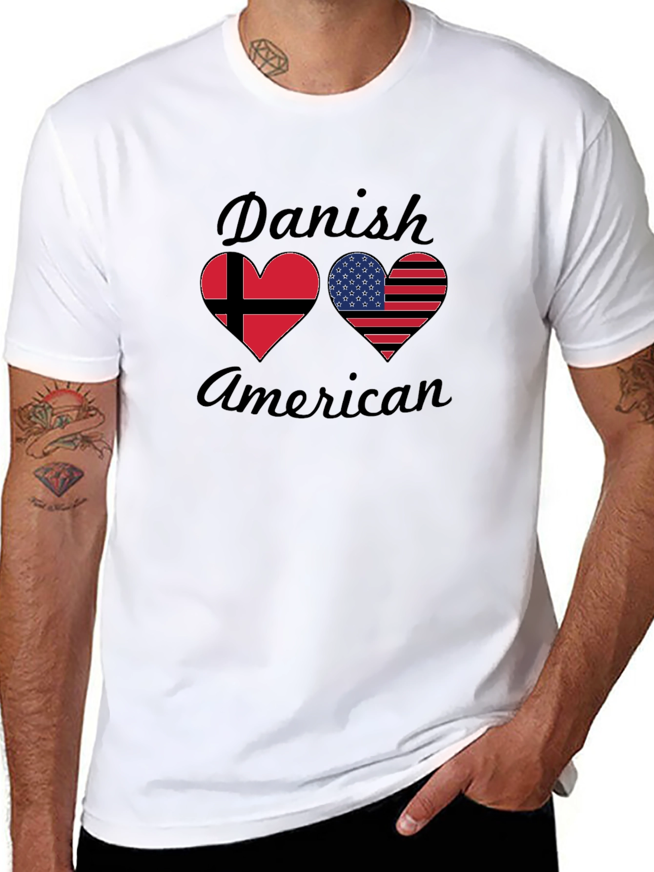 Danish American Flag Heart T-Shirt