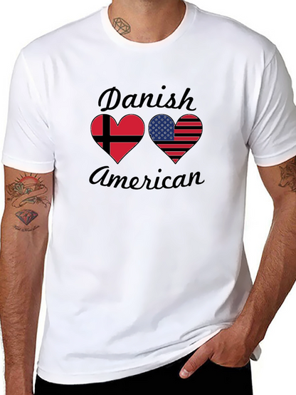 Danish American Flag Heart T-Shirt