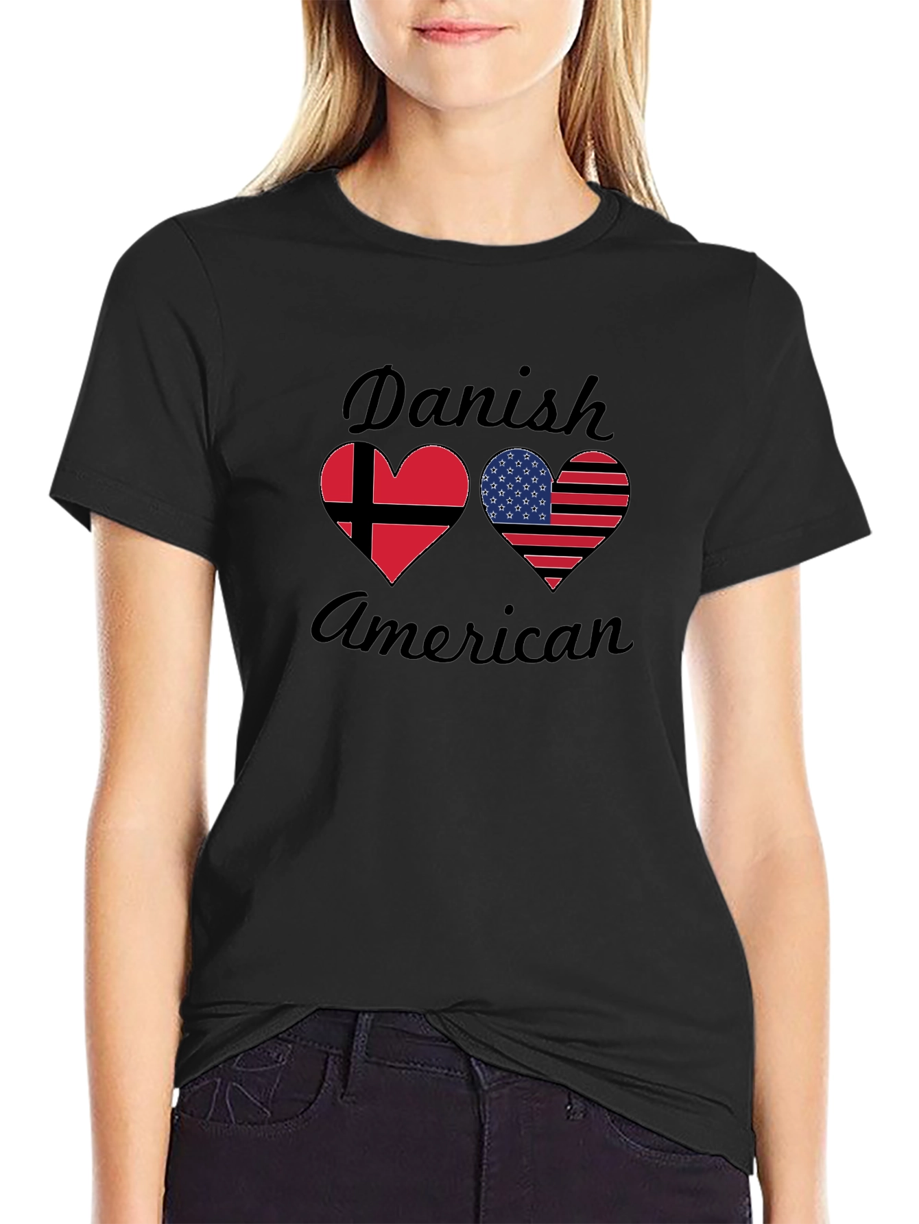 Danish American Flag Heart T-Shirt