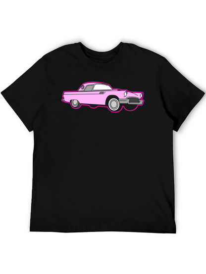 Pink Car Graphic Black T-Shirt