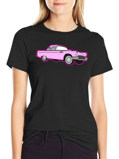 Pink Car Graphic Black T-Shirt