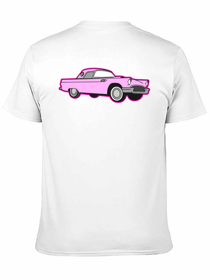 Pink Car Graphic Black T-Shirt