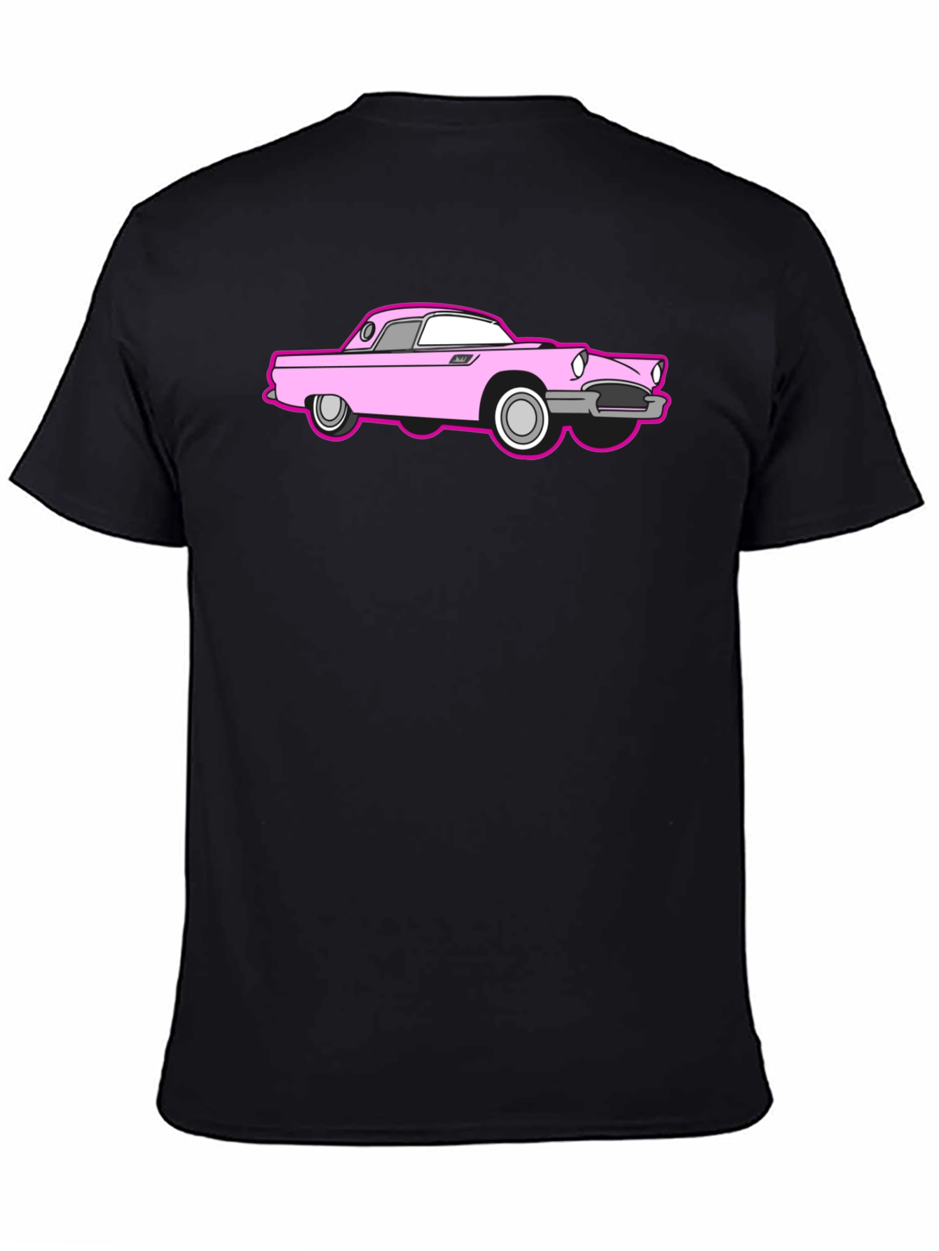 Pink Car Graphic Black T-Shirt