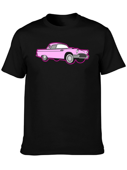 Pink Car Graphic Black T-Shirt