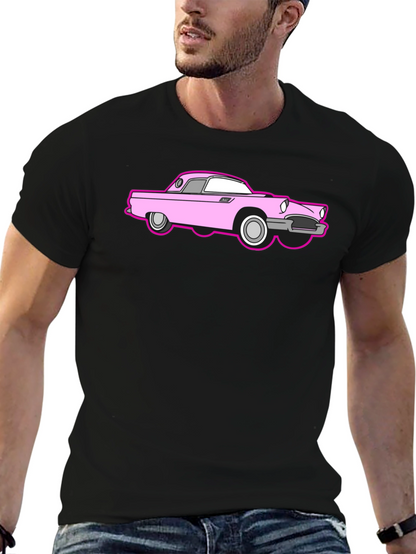 Pink Car Graphic Black T-Shirt
