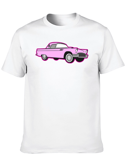 Pink Car Graphic Black T-Shirt