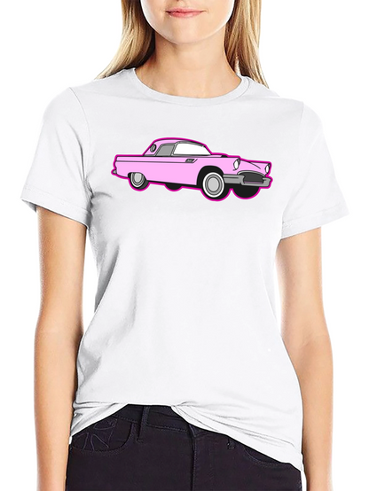 Pink Car Graphic Black T-Shirt
