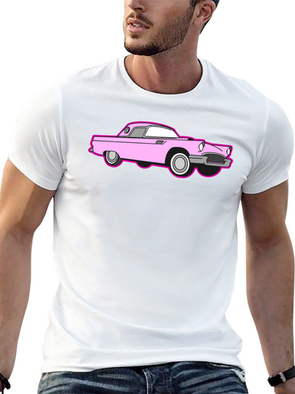 Pink Car Graphic Black T-Shirt