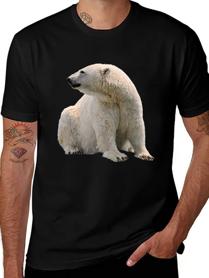 Polar Bear Graphic Tee - Black Cotton Blend