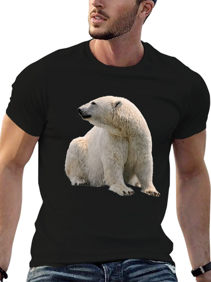 Polar Bear Graphic Tee - Black Cotton Blend