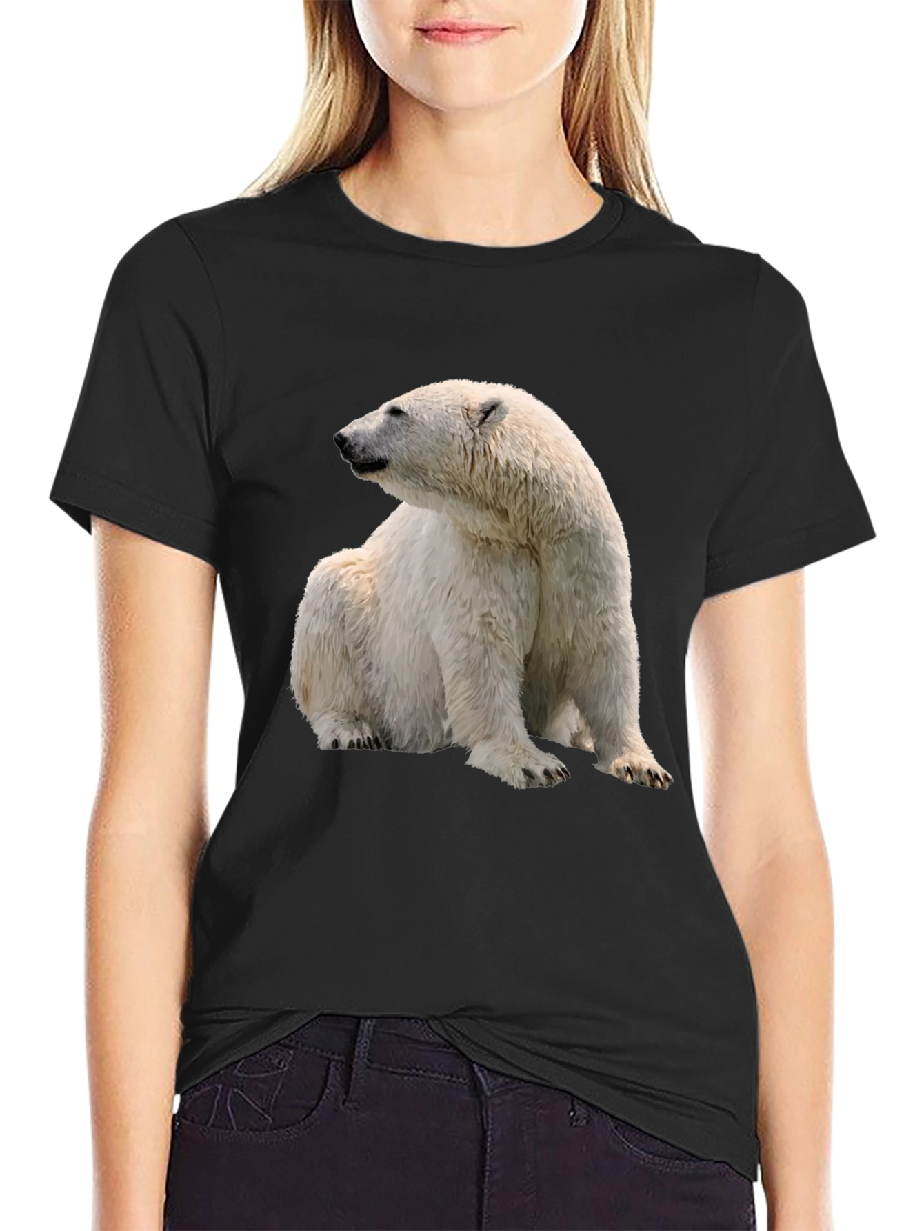 Polar Bear Graphic Tee - Black Cotton Blend