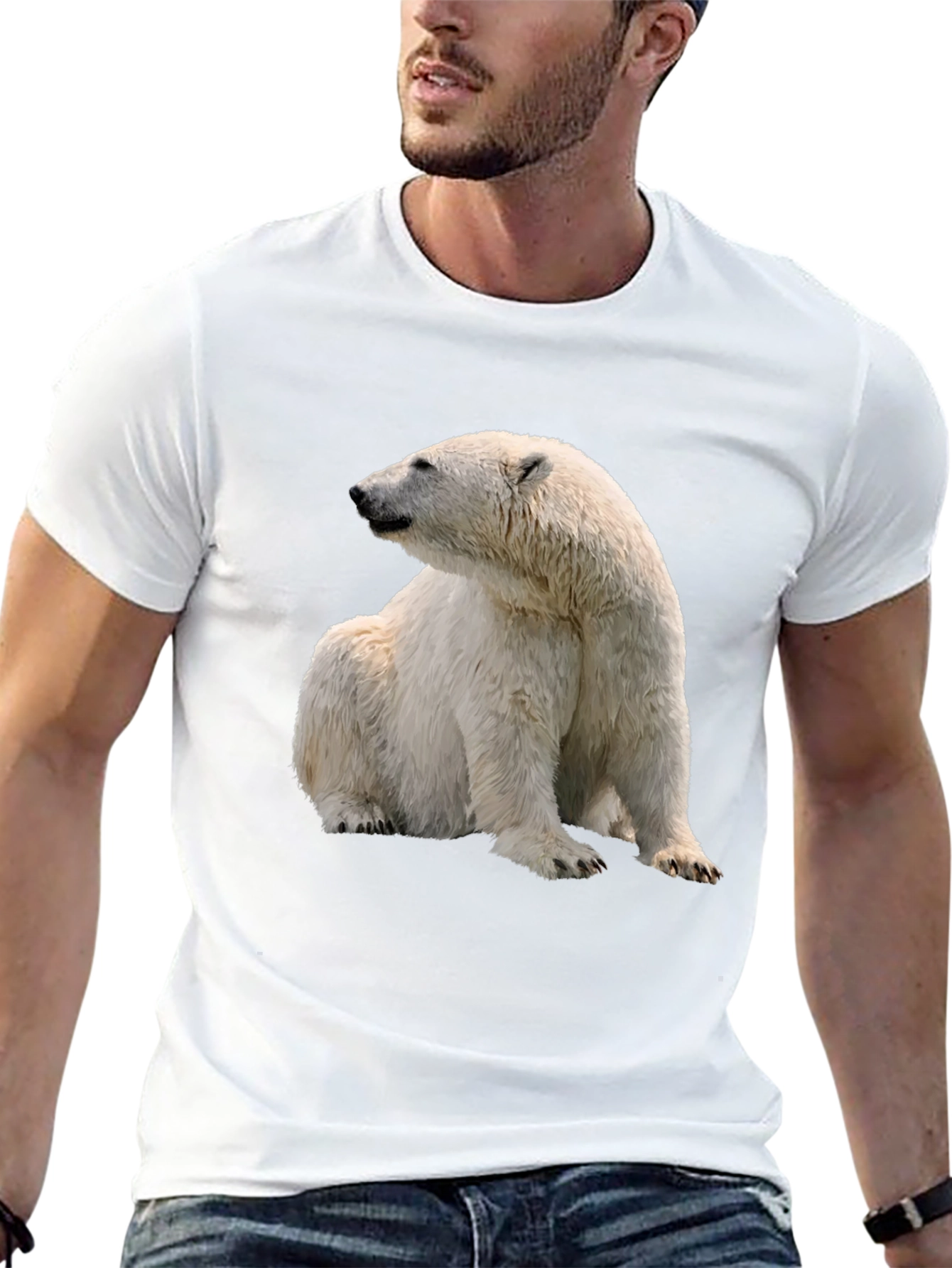 Polar Bear Graphic Tee - Black Cotton Blend