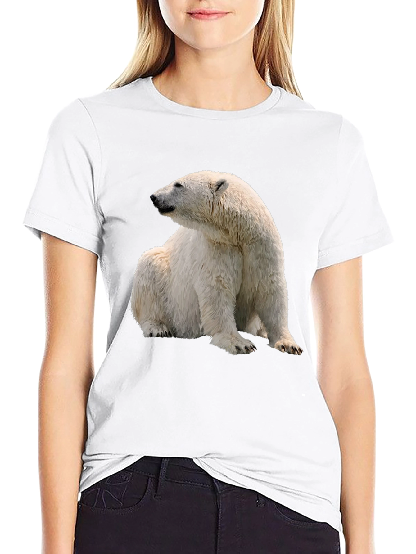 Polar Bear Graphic Tee - Black Cotton Blend