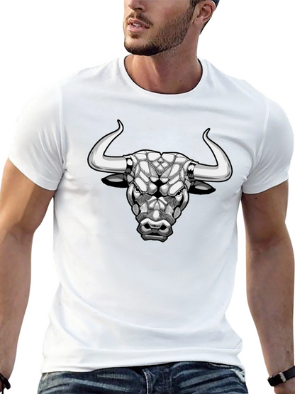 Geometric Bull Head Black T-Shirt