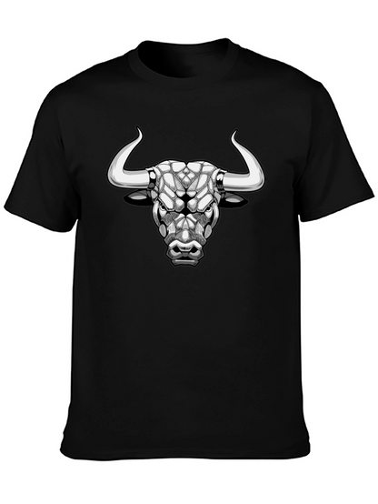 Geometric Bull Head Black T-Shirt
