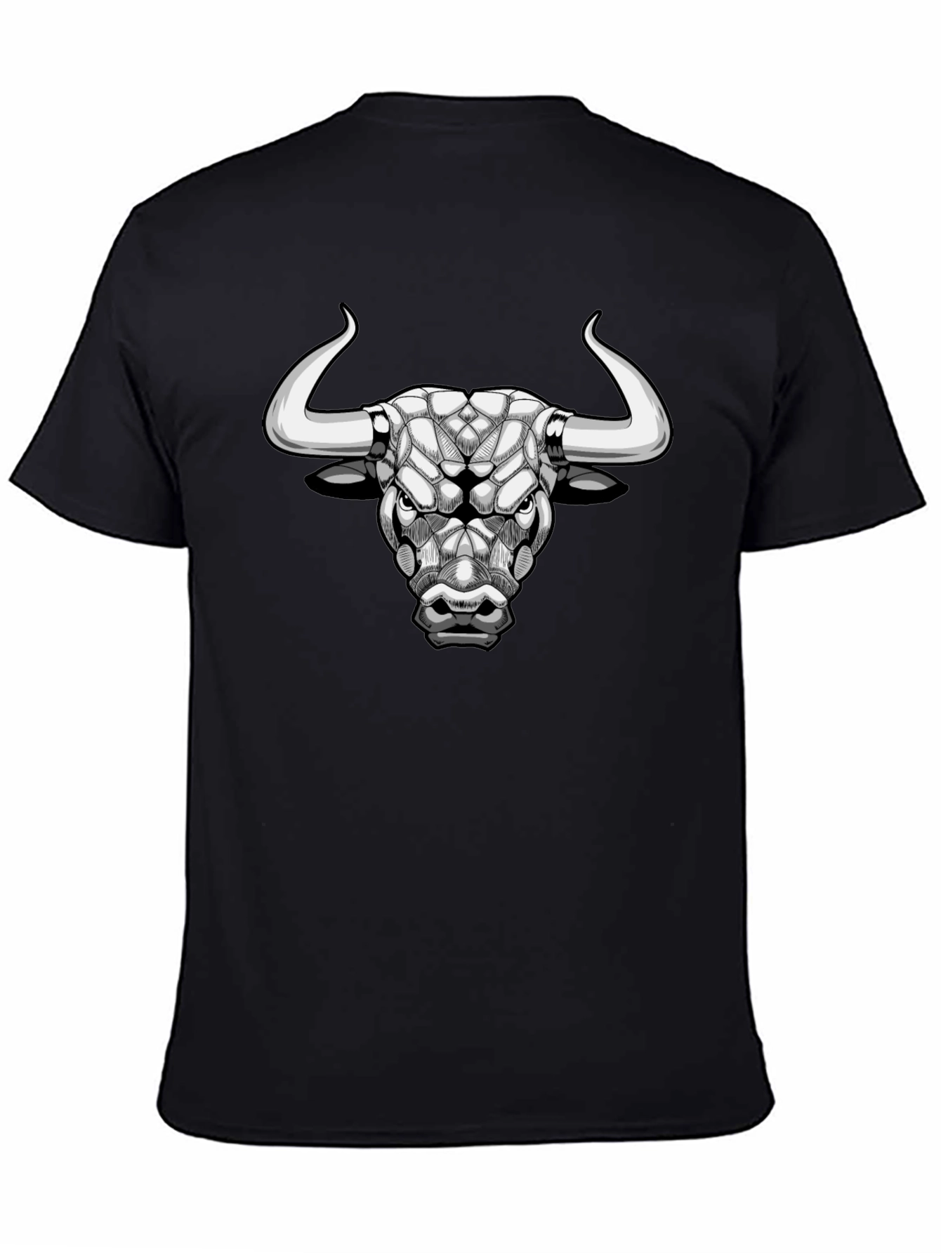 Geometric Bull Head Black T-Shirt