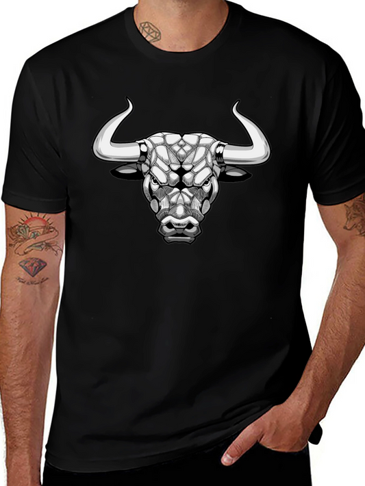 Geometric Bull Head Black T-Shirt