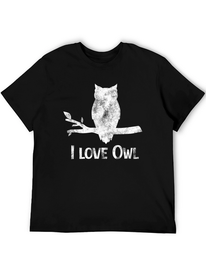 I Love Owl Graphic T-Shirt - Black