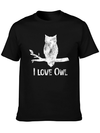 I Love Owl Graphic T-Shirt - Black