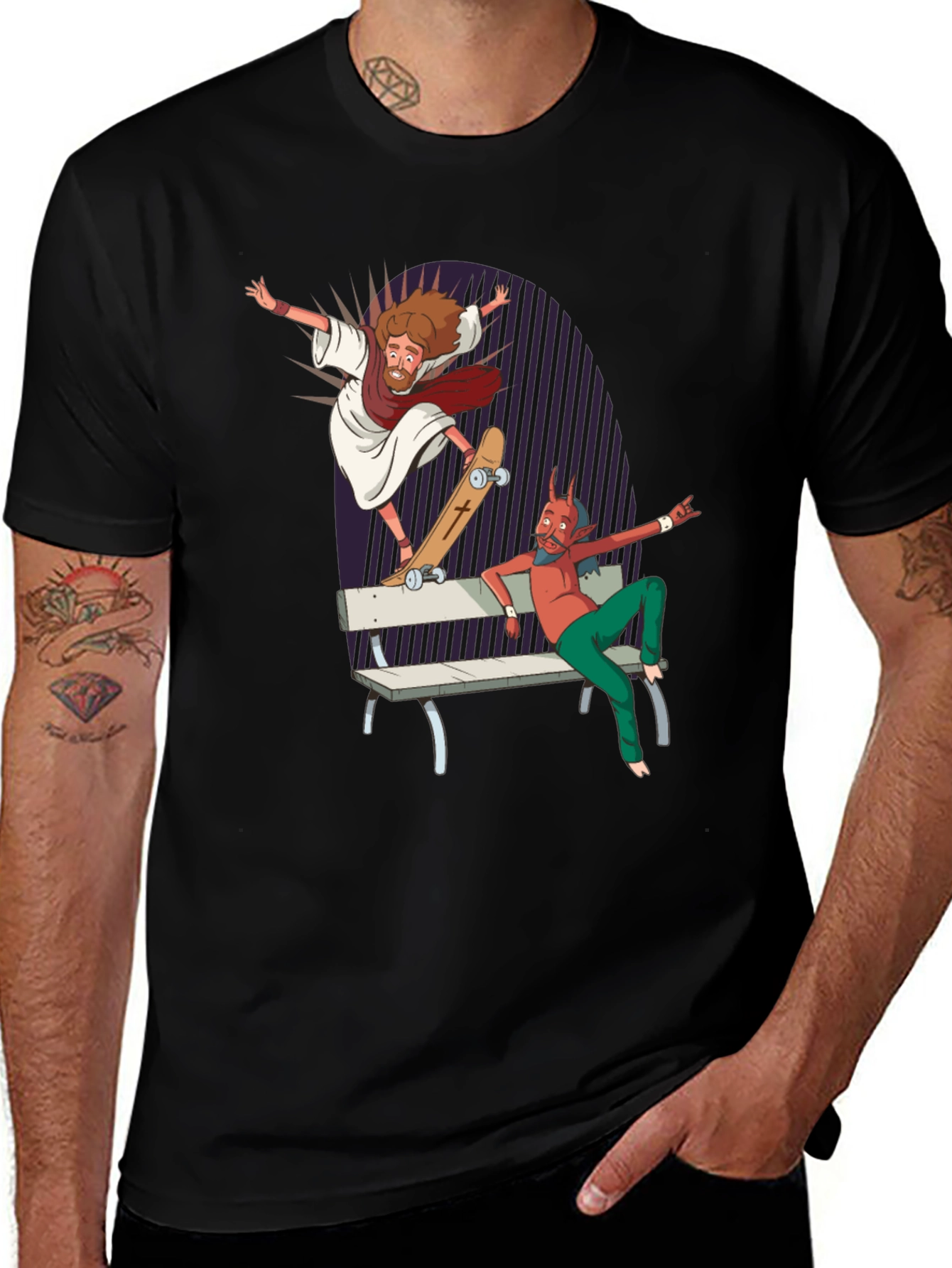 Skateboarding Jesus Tee - Rad Graphic Print T-Shirt