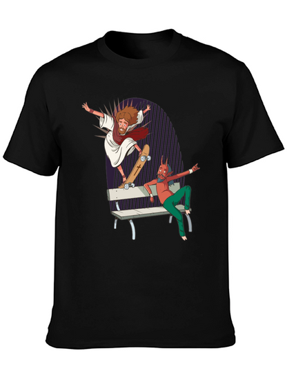 Skateboarding Jesus Tee - Rad Graphic Print T-Shirt