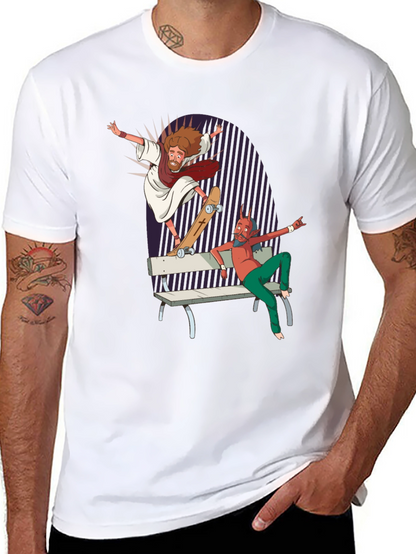 Skateboarding Jesus Tee - Rad Graphic Print T-Shirt