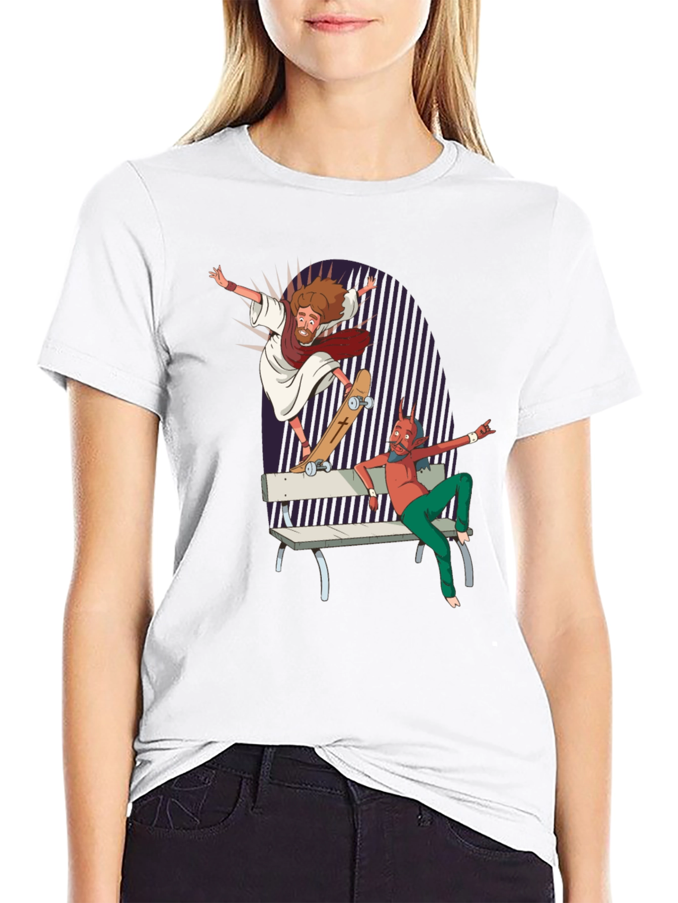 Skateboarding Jesus Tee - Rad Graphic Print T-Shirt
