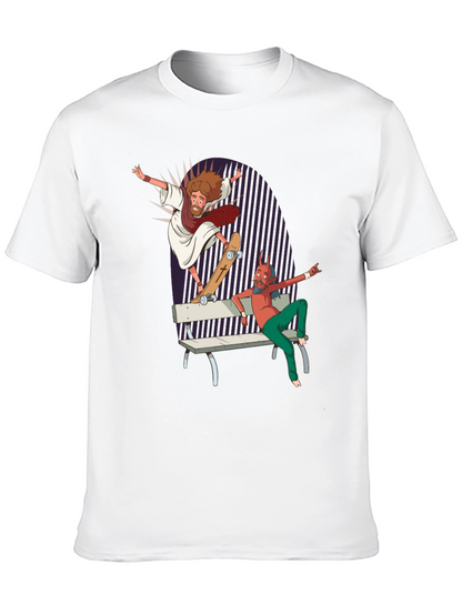 Skateboarding Jesus Tee - Rad Graphic Print T-Shirt