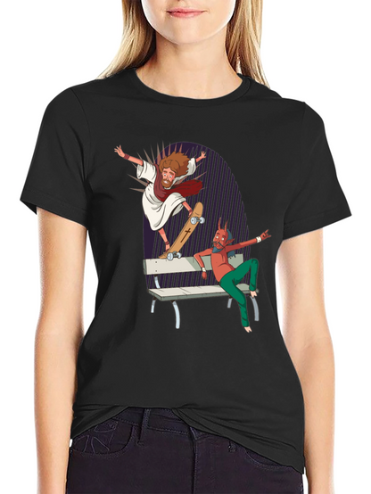 Skateboarding Jesus Tee - Rad Graphic Print T-Shirt