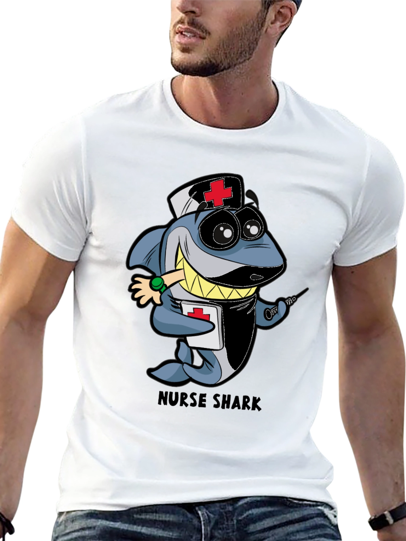 Nurse Shark Cartoon Graphic T-Shirt