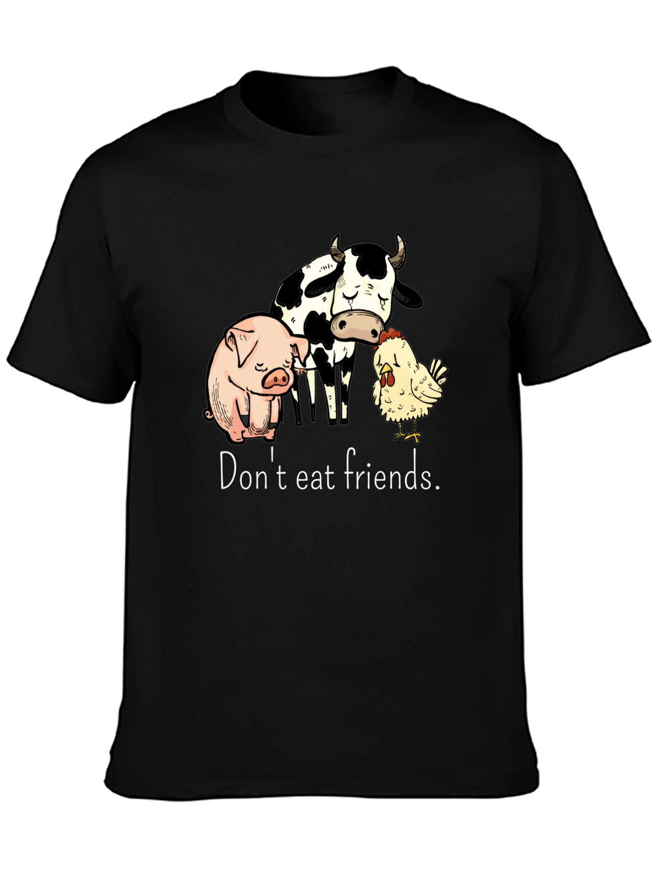 Vegan T-Shirt: Dont Eat Friends - Black
