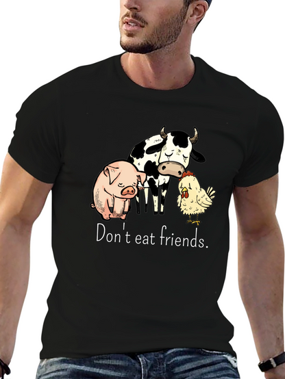 Vegan T-Shirt: Dont Eat Friends - Black
