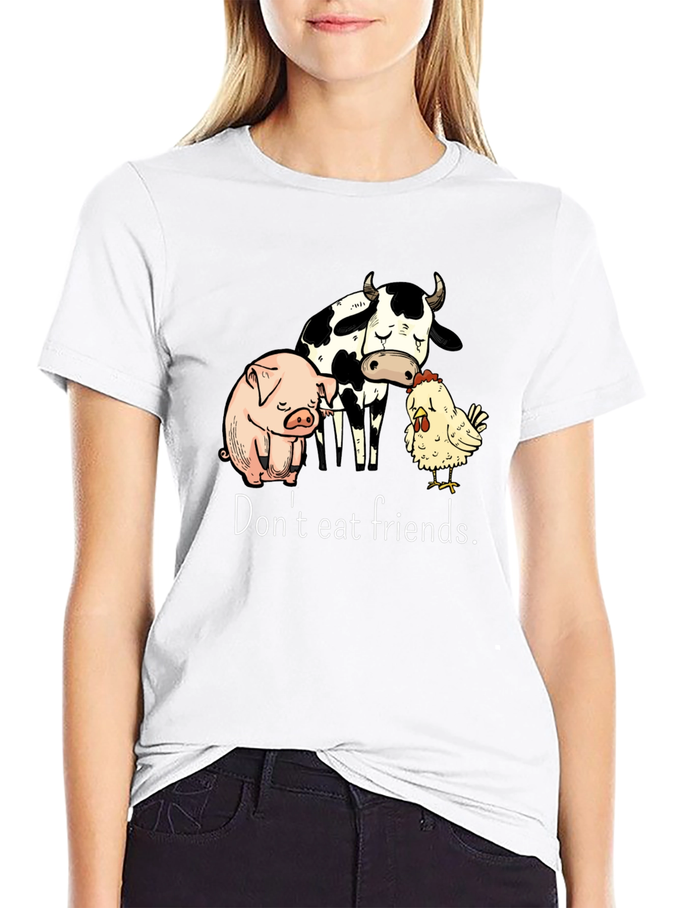 Vegan T-Shirt: Dont Eat Friends - Black