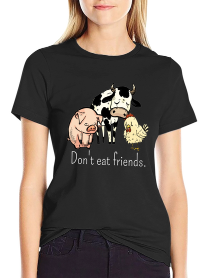 Vegan T-Shirt: Dont Eat Friends - Black