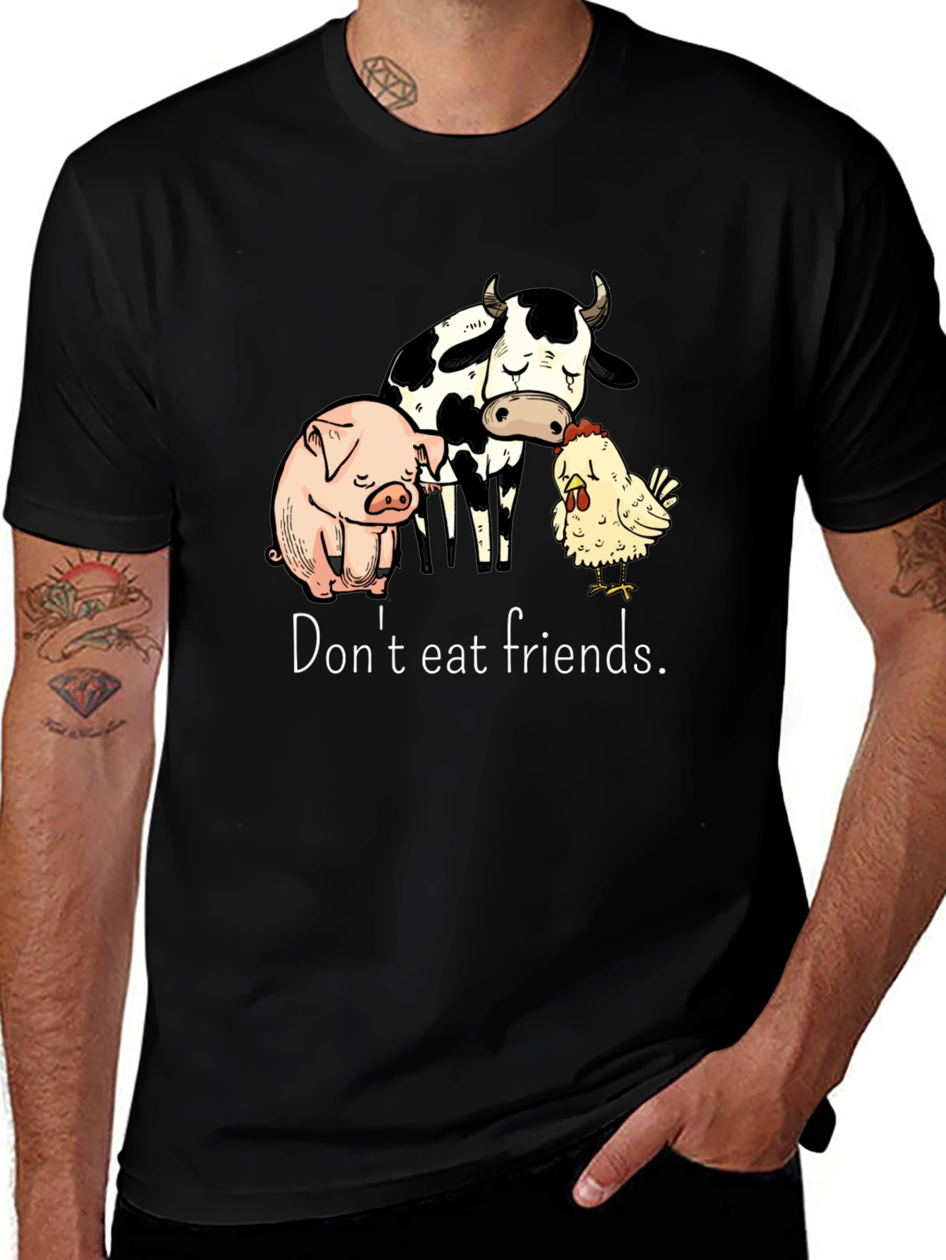 Vegan T-Shirt: Dont Eat Friends - Black
