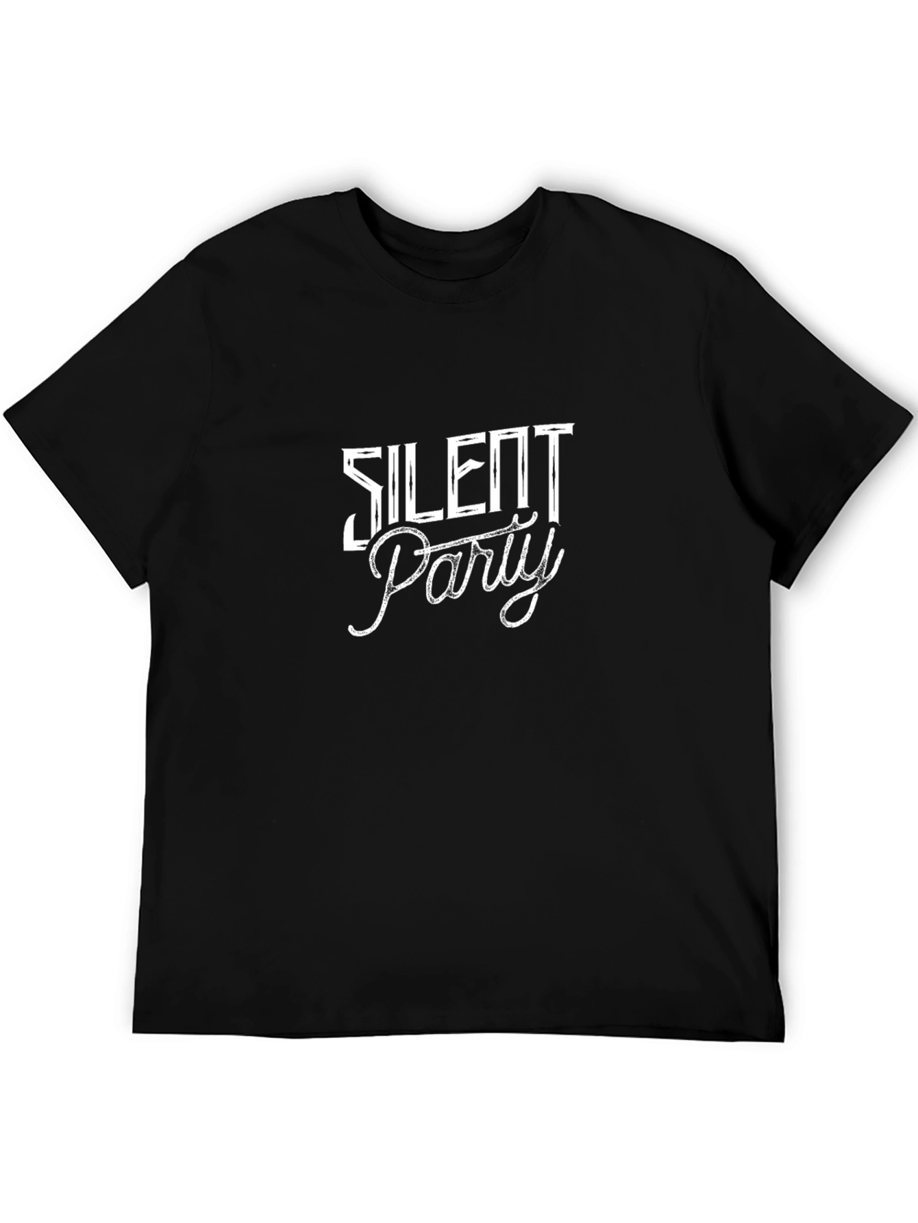 Silent Party Graphic Tee - Black Cotton Blend