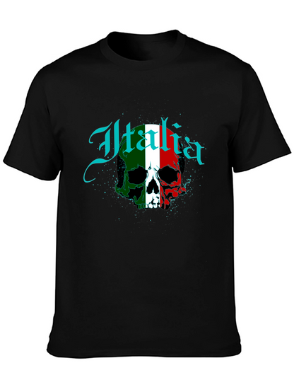 Italia Flag Skull Graphic T-Shirt