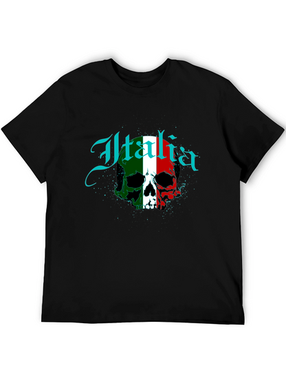 Italia Flag Skull Graphic T-Shirt