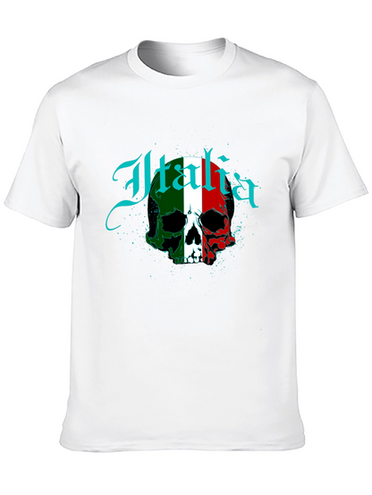 Italia Flag Skull Graphic T-Shirt
