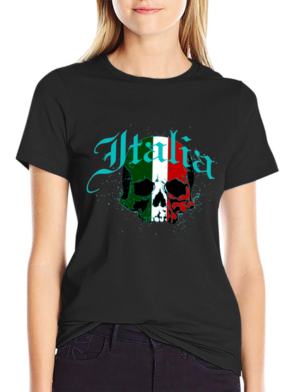 Italia Flag Skull Graphic T-Shirt