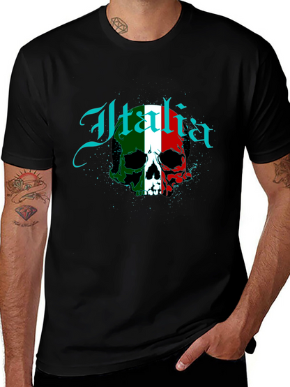 Italia Flag Skull Graphic T-Shirt