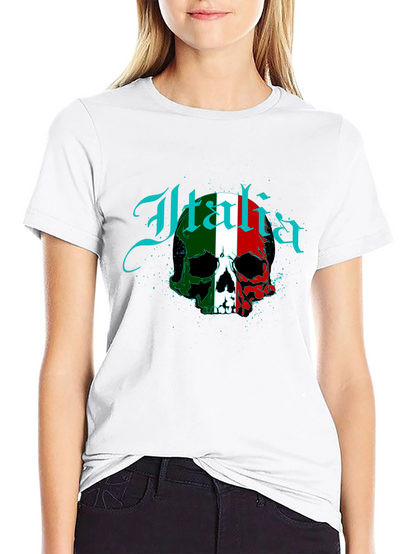 Italia Flag Skull Graphic T-Shirt