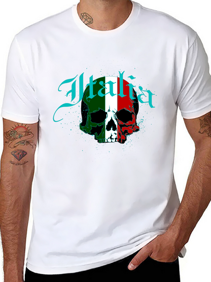 Italia Flag Skull Graphic T-Shirt